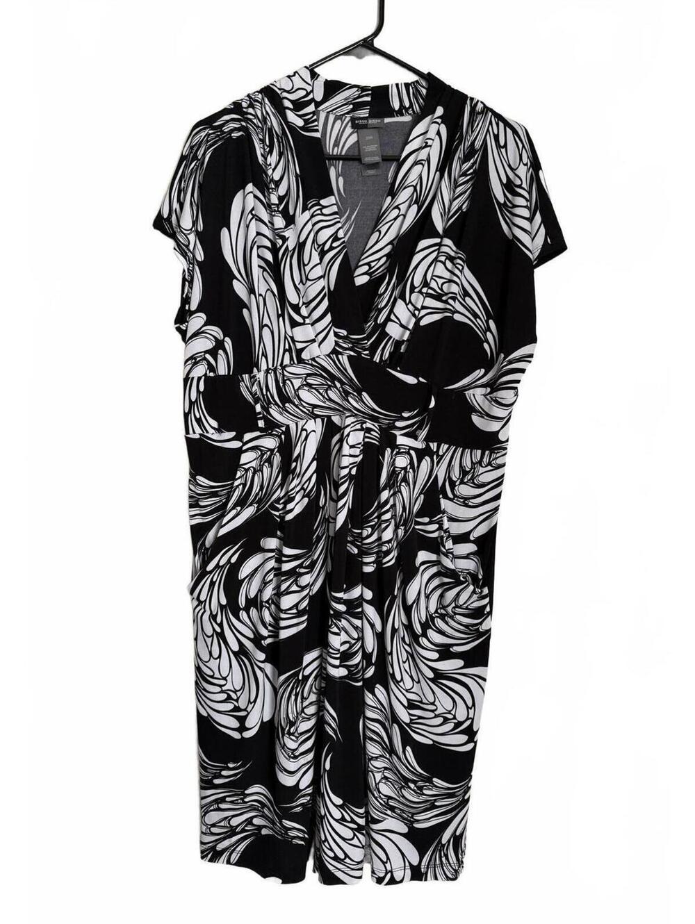 Bisou Bisou Dress Size 20W Black White Spring Summer Work Party Stretchable